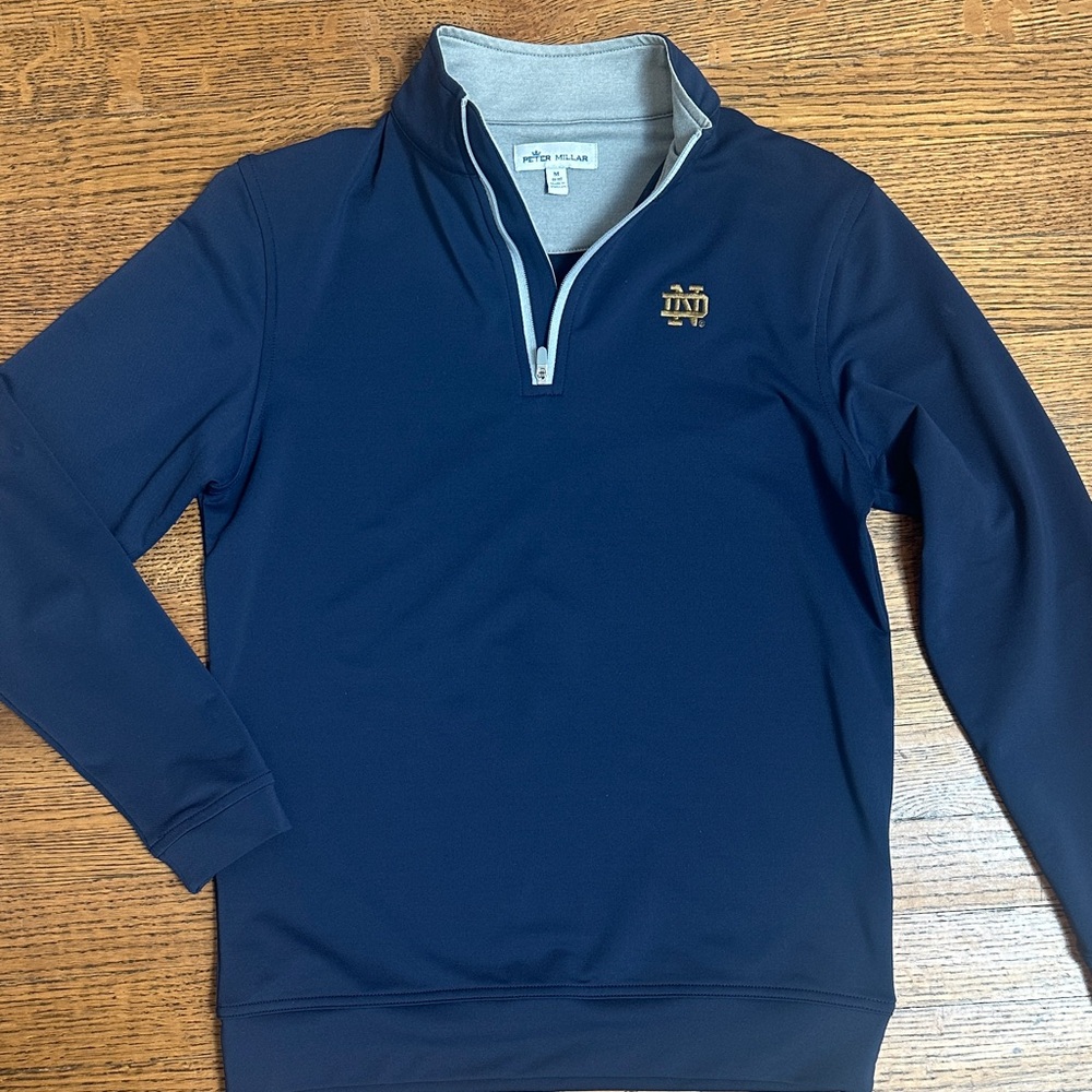 Boys Peter Millar Navy Quarter-Zip Pullover with ND Logo sz M (9-10)